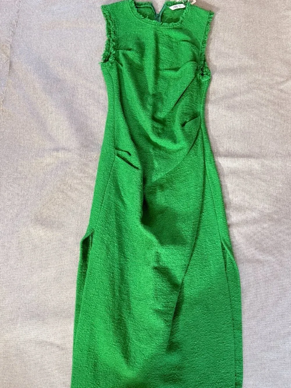 Zara Size Small Green Fitted Dress Two Side Slits (runs small) - Picture 2 of 13